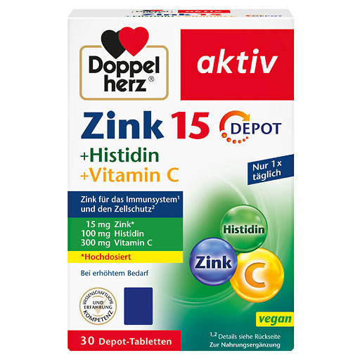 DOPPELHERZ Zink 15 mg+Histidin+Vit.C Depot aktiv