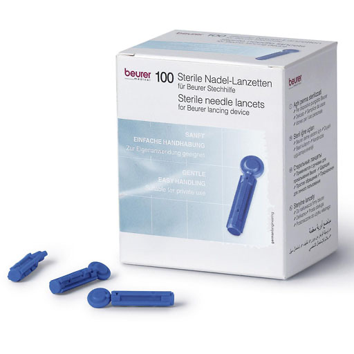 BEURER Nadellanzetten steril 28 G blau