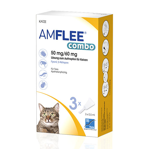 AMFLEE combo geg. Zecken, Fl&ouml;he (+Eier+Larven) f&uuml;r Katzen