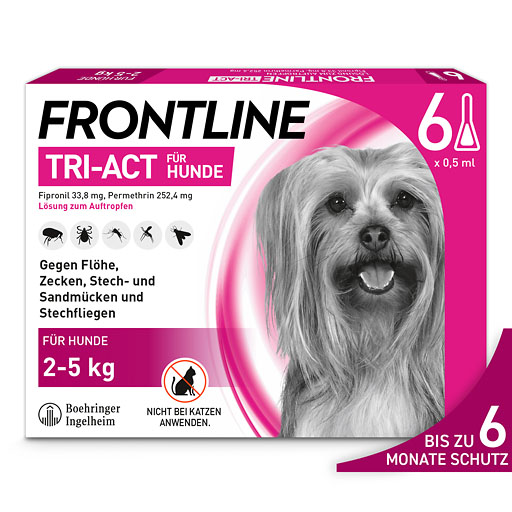 FRONTLINE TRI-ACT gegen Zecken, Fl&ouml;he und fliegende Insekten f&uuml;r Hunde XS (2-5 kg)