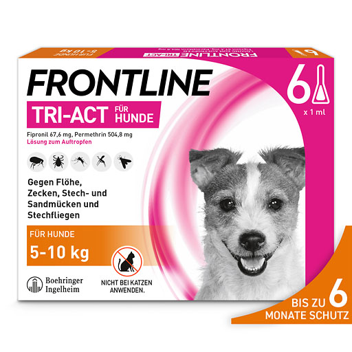 FRONTLINE TRI-ACT gegen Zecken, Fl&ouml;he und fliegende Insekten f&uuml;r Hunde S (5-10 kg)